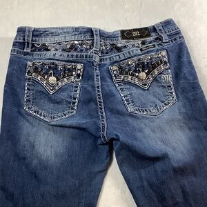 Miss Me Embellished Boot Cut Jeans in Deep Blue